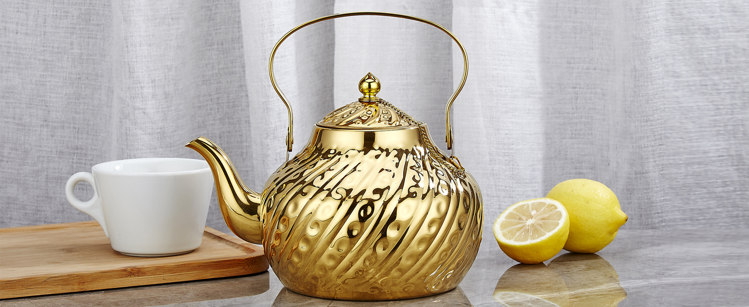 Чайник SANQIAHOME 1,4 л із нержавіючої сталі з ситечком, для індукційних плит, сріблястий, 2000 мл