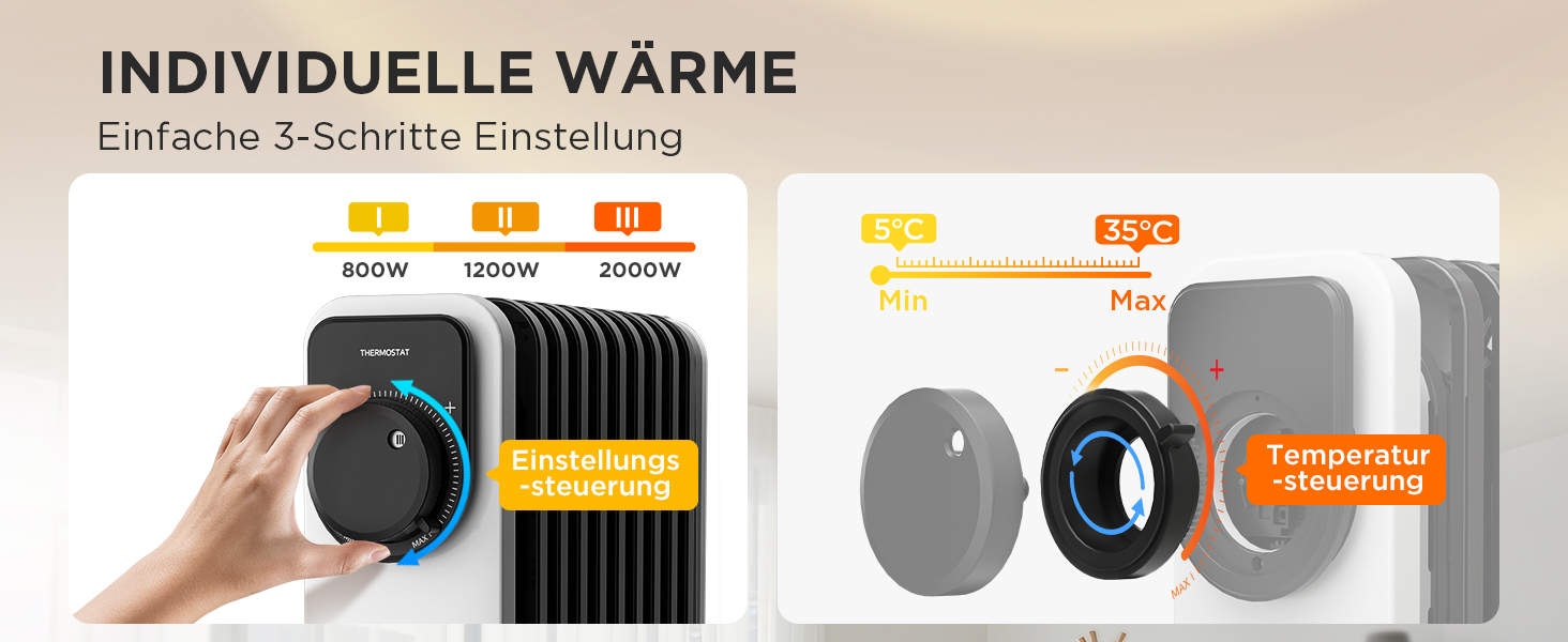 Електричний масляний радіатор Midea 2000W з 9 ребрами, термостатом та захистом від перегріву, 3 режими нагріву, тихий, для дому та офісу