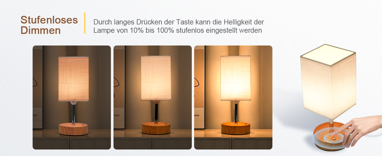 Бездротова настільна лампа TRUMPETS з акумулятором, сенсорне керування, регулювання яскравості, 3 колірні температури, USB-C, 6000mAh, для вітальні/спальні