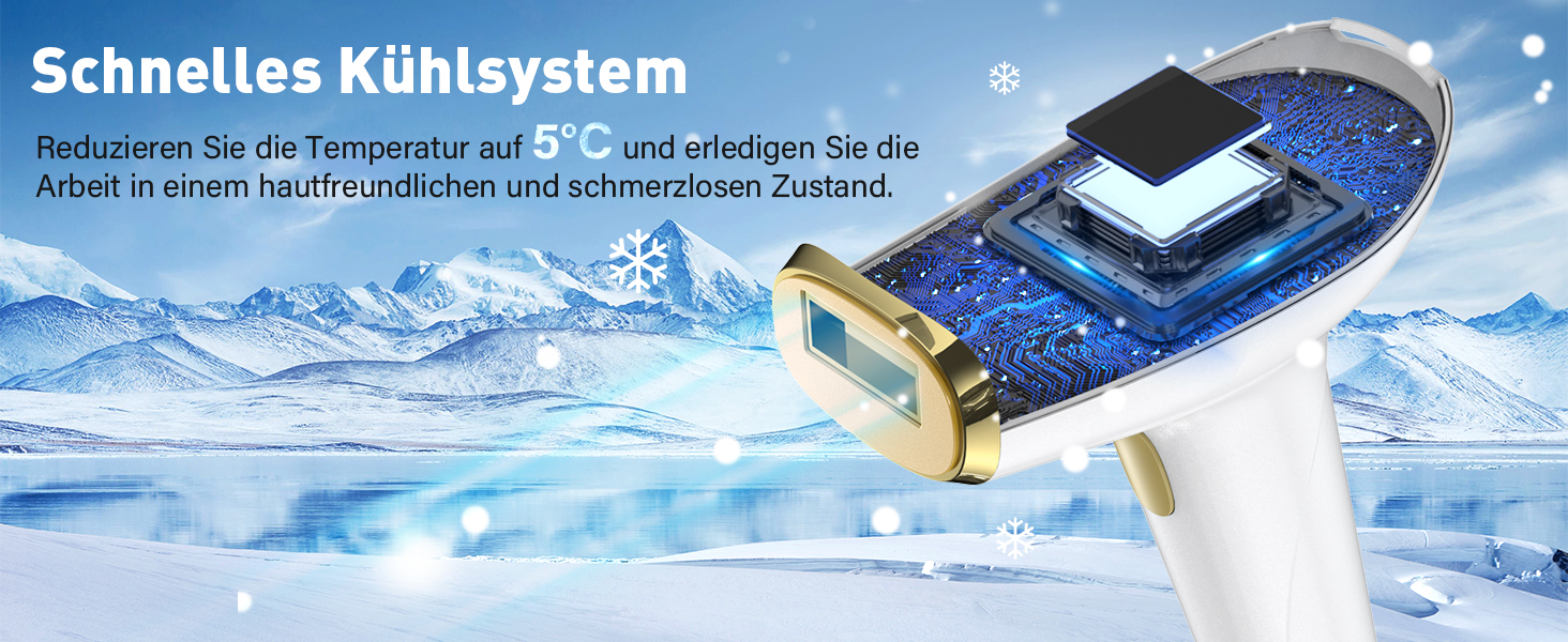 Пристрій для епіляції IPL з лазером та охолодженням, 3 функції (HR/SC/RA), 9 рівнів енергії, 999 999 імпульсів, для чоловіків/жінок/обличчя/бікіні/тіла (білий)