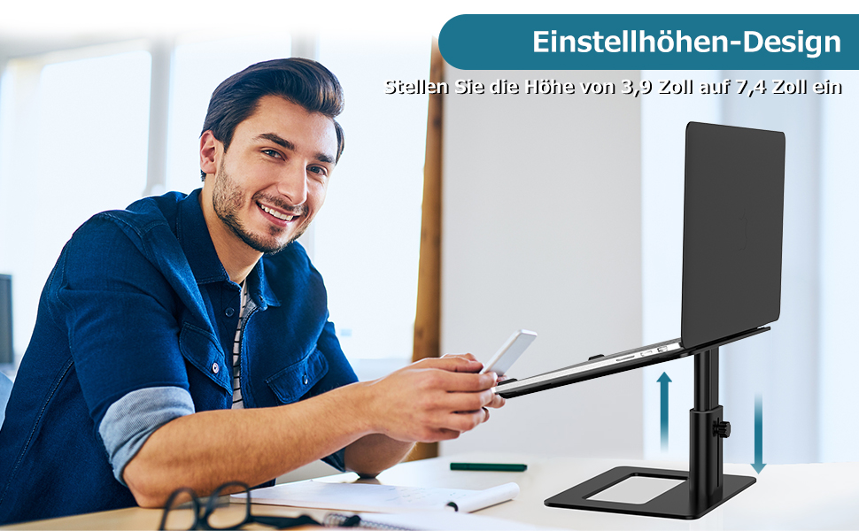 Підставка для ноутбука GOKEDA: ергономічна, регульована, з алюмінію, 11-17 дюймів, чорна