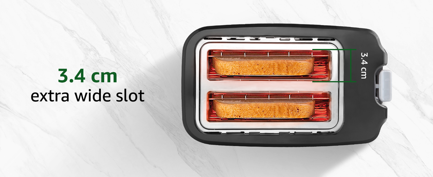 Тостер Aigostar 750W з 7 рівнями підсмажування, функціями розморожування та підігріву, 2 слоти для тостів, чорний