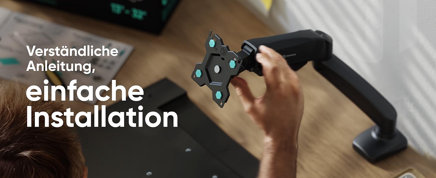 Кріплення для монітора ONKRON G80-B/G80T-B: газ-амортизатор, поворотний, нахильний, VESA 75x75-100x100, для моніторів 13-32 дюймів, до 8 кг