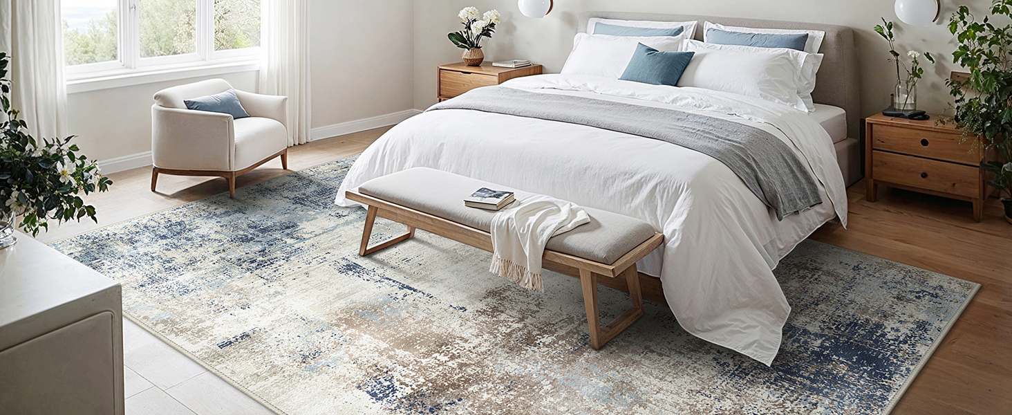 BEIMO Килимок для вітальні, абстрактний дизайн, короткий ворс, 120x170 см, антиковзаючі, для ванної, кухні, коридору, сіро-коричневий