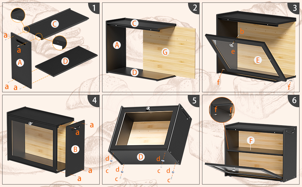 Бротокса Bambus: Бротокса для зберігання хліба з вентиляцією, 2 полиці та велике оглядове вікно, дерев'яний контейнер для хліба, безпечний для харчових продуктів, легкий у догляді, чорний (HX-10336)