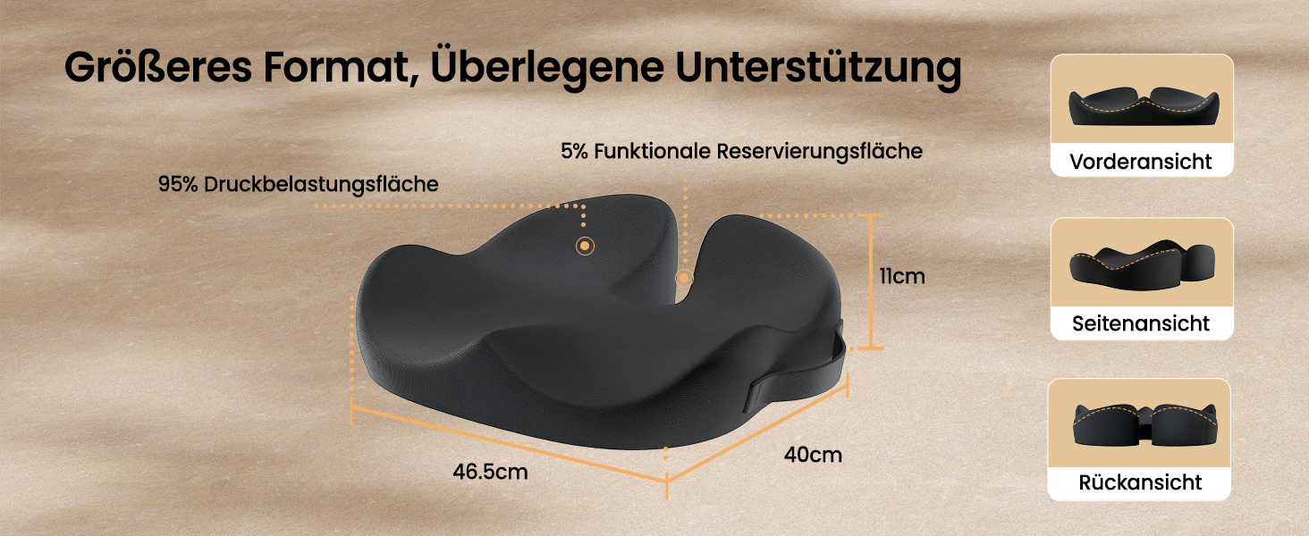 Ортопедична подушка для сидіння ProtoArc для офісного крісла: Memory Foam, рівномірний розподіл тиску, комфорт для офісу, авто, інвалідного візка, чорний, велика