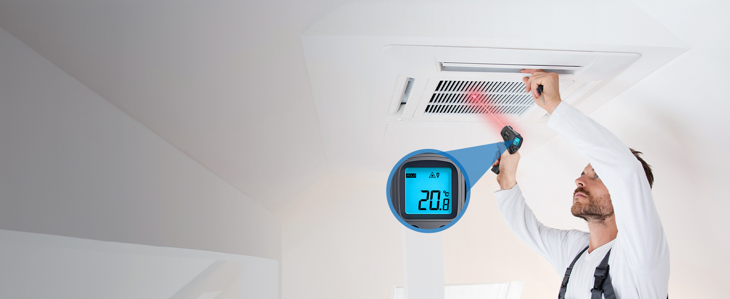 Інфрачервоний термометр ERICKHILL -50℃~600℃ безконтактний лазерний пістолет для вимірювання температури з LCD-дисплеєм, регульованою емісією - для приготування їжі/барбекю/морозильної камери/промисловості, чорний/синій, 600℃, базова версія