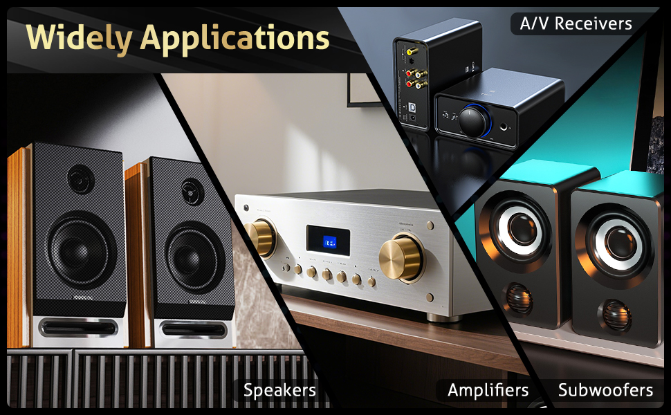 Акустичний кабель UCINNOVATE HiFi OFC 14AWG, 3м, позолочені роз'єми (банановий штекер — Y-подібний затискач), 2 шт.