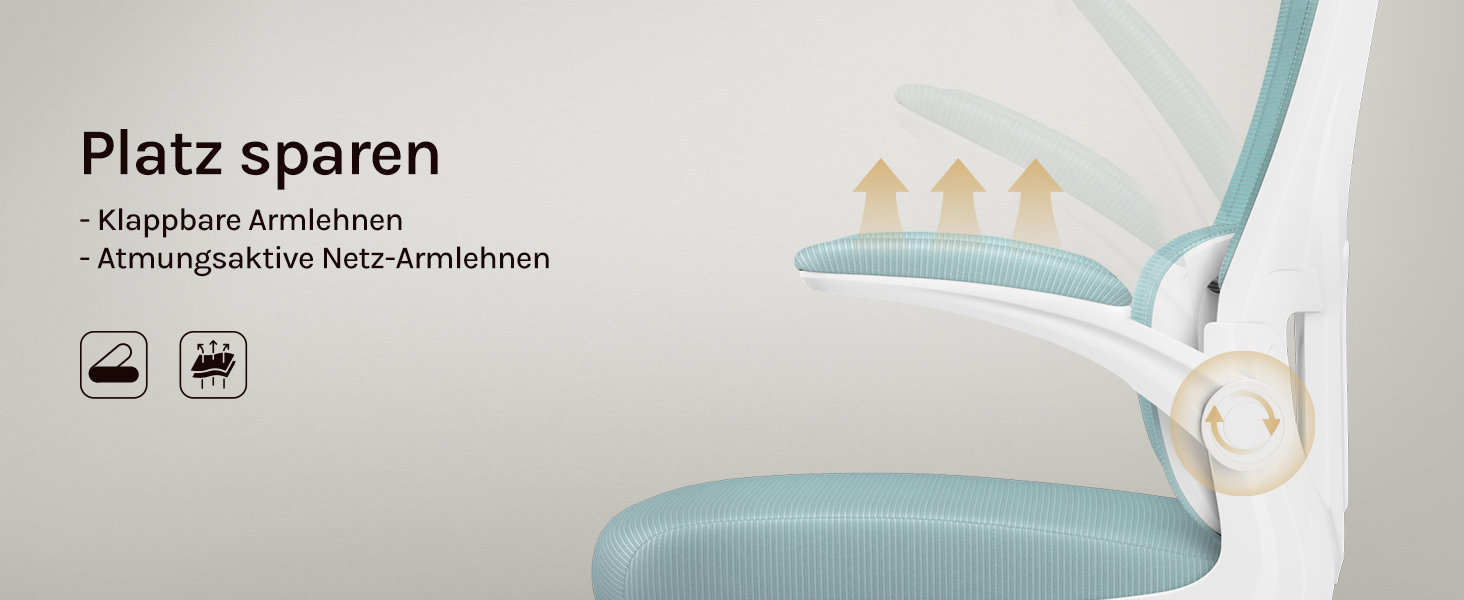 Крісло офісне WOLTU ергономічне, крісло для робочого столу з функцією гойдання, регульована підголовник, поворотні підлокітники, підтримка попереку, офісне крісло, витримує 150 кг (Блакитний)