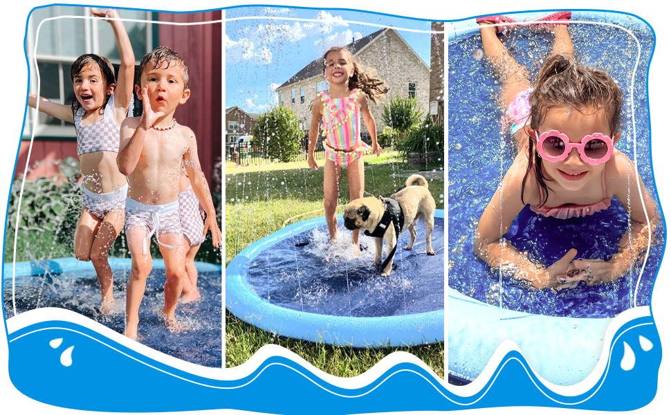 Дитячий розбризкувач Kinder з антиковзким покриттям, 200 см, іграшка-водогра, басейн для собак, ігри на відкритому повітрі, Splash Pad (Блакитний-200 см)