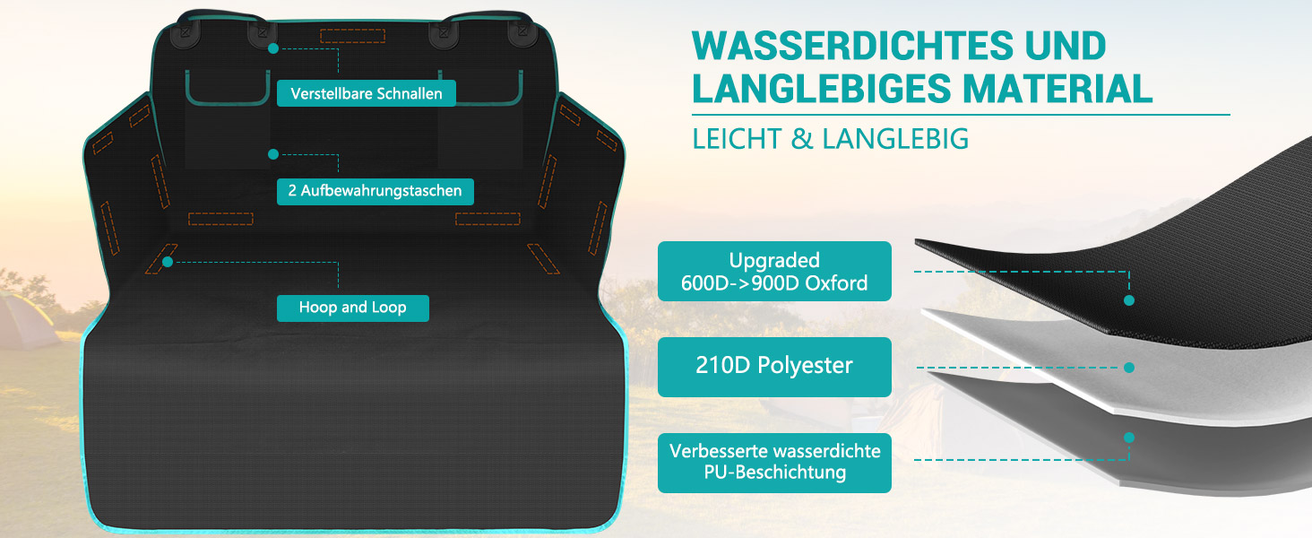 Захист для багажника автомобіля для собак з боковими та захистом краю завантаження, універсальний 185x102 см, 600D, водонепроникний, стійкий до подряпин, килимок для багажника для собак, покривало для автомобіля, SUV, Van (Блакитний)