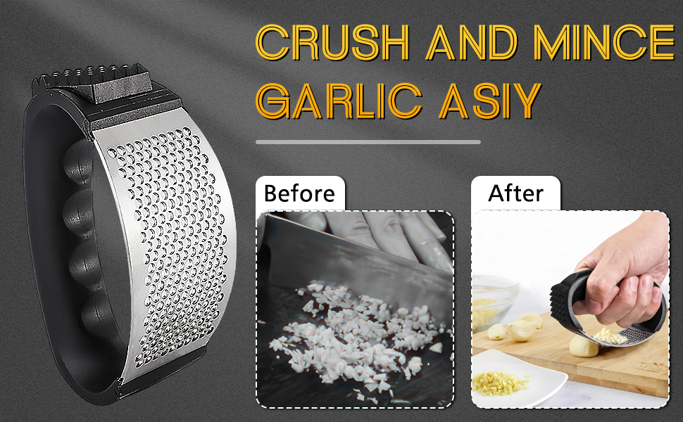 Прес для часнику Wippe з нержавіючої сталі, багатофункціональний, з очищувачем та щіткою для чищення. Підходить для часнику, імбиру та іншого. Можна мити в посудомийній машині.