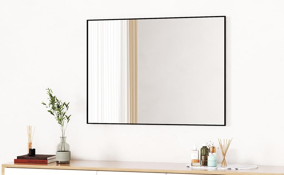 Дзеркало Boromal Spiegel чорне 40x60 см з металевим обрамленням для ванної, туалету, спальні