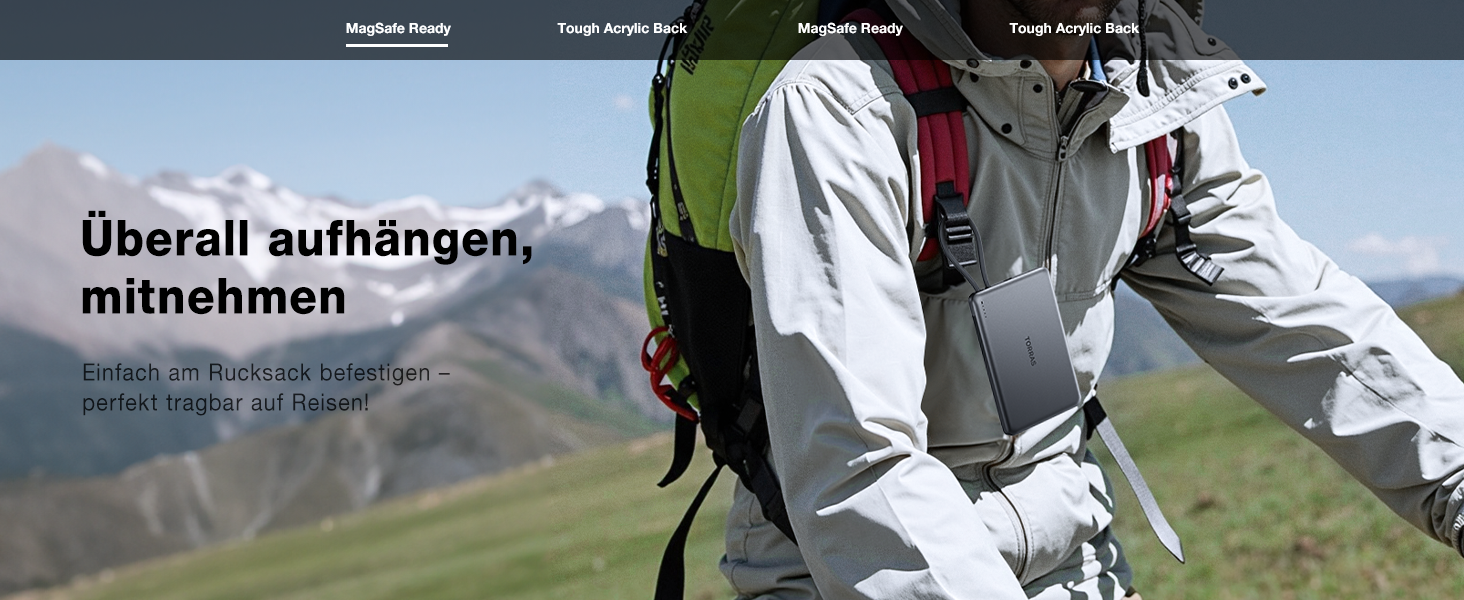 Портативний зарядний пристрій TORRAS 10000mAh з кабелем USB-C, 22.5W PD3.0, білий. Сумісний з iPhone, Samsung, AirPods.