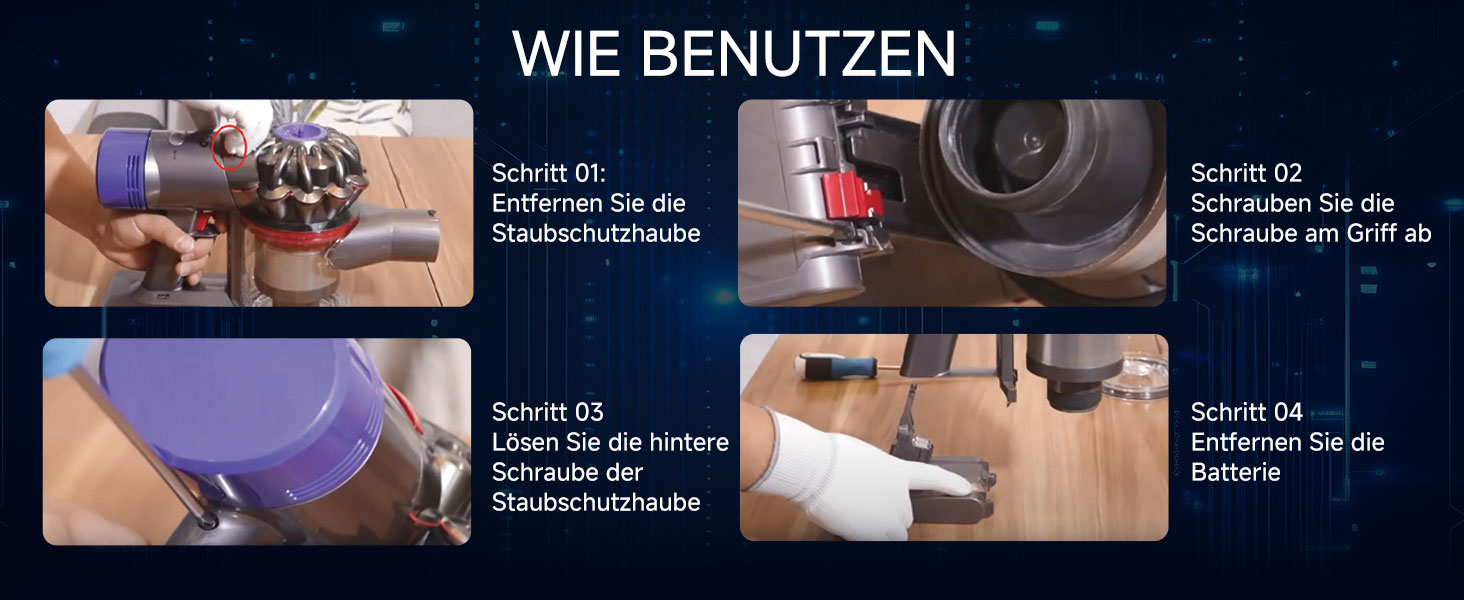 Акумулятор для пилососа Dyson Absolute/Animal/Motorhead/Fluffy SV10 Carbon Fiber + 5 фільтрів та 2 гвинти