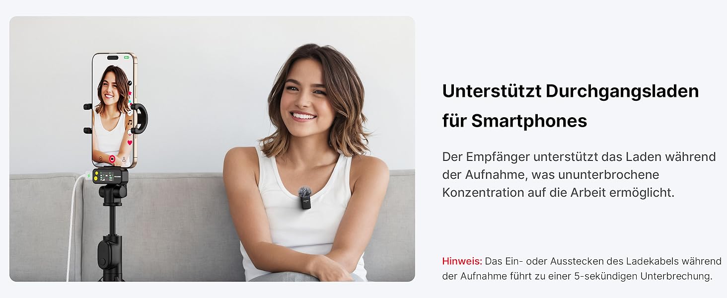 Бездротове петличне мікрофону FULAIM X6S для iPhone, Android, з AI-шумопоглинанням, 48 кГц/24 біт, з кейсом для зарядки та зберігання, для відеозйомки та Vlogging