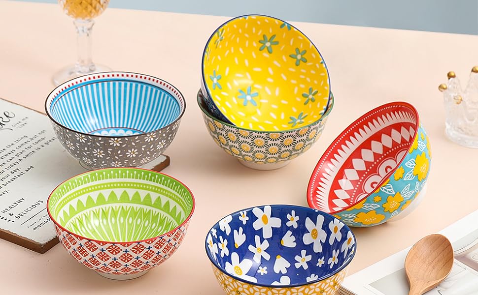 Набір керамічних мисок для мюслі, супу та салату (6 шт.) 700 мл - 15.7 см