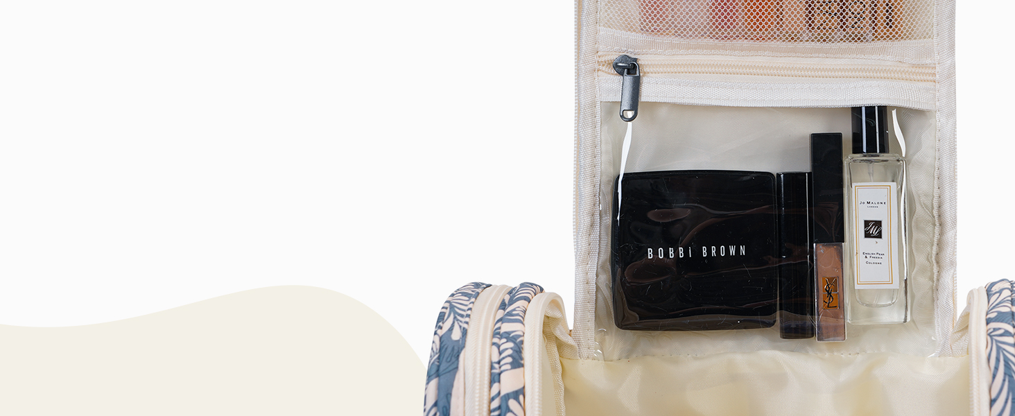 Сумка для туалетних аксесуарів для жінок та чоловіків, що підвішується, косметичка, дорожня сумка (Блакитне листя) Z-блакитне листя