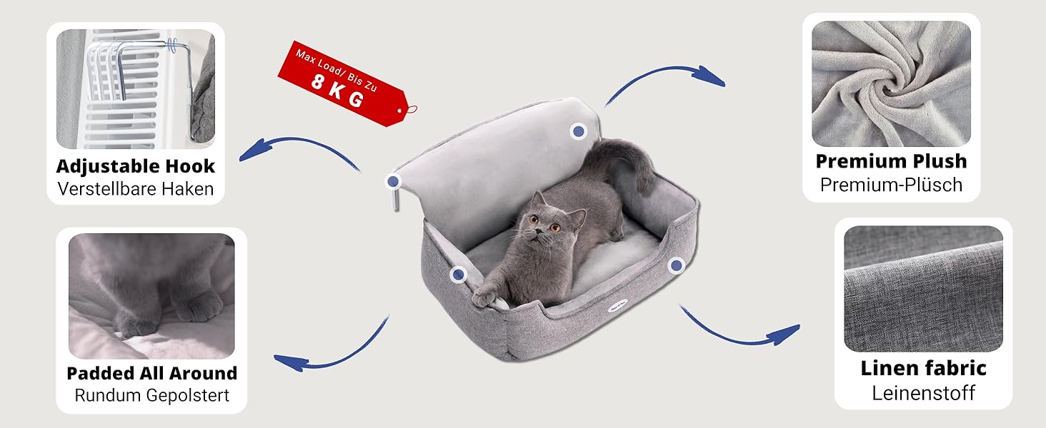 Килимок для котів на батарею Happi N Pets, сірий, 55 x 34 x 27 см