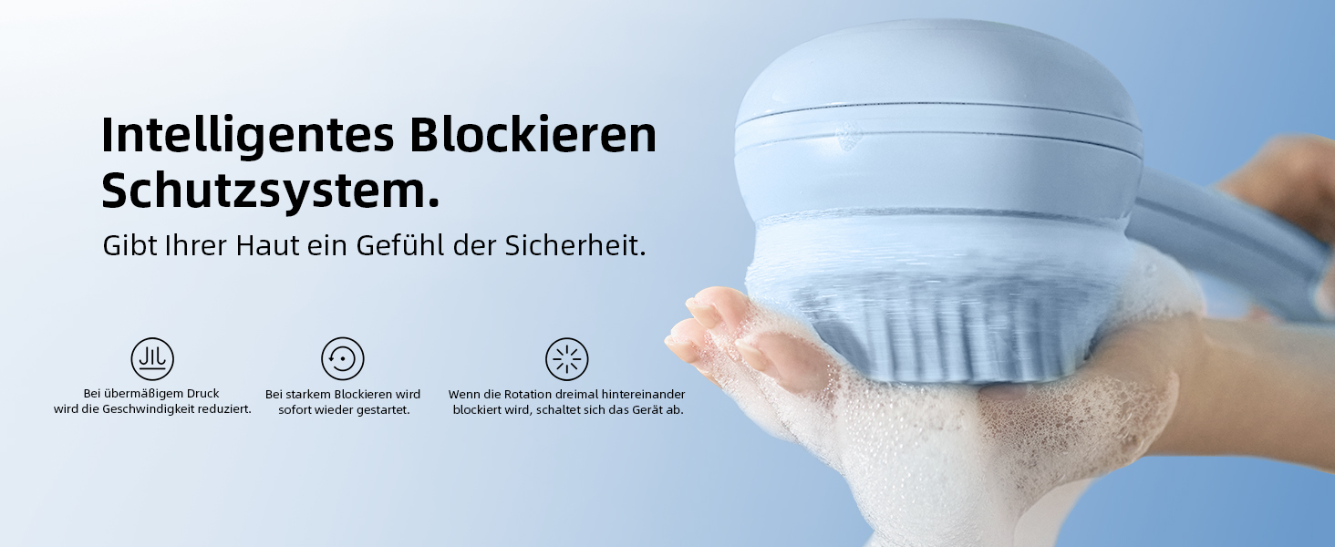 Електрична щітка для спини, м'яка ексфоліація, перезаряджається, довга ручка для душу, допомога у нанесенні крему на спину для жінок, чоловіків, людей похилого віку, глибоке очищення для всіх типів шкіри, хороша піна - Рожева (Небесно-блакитна)