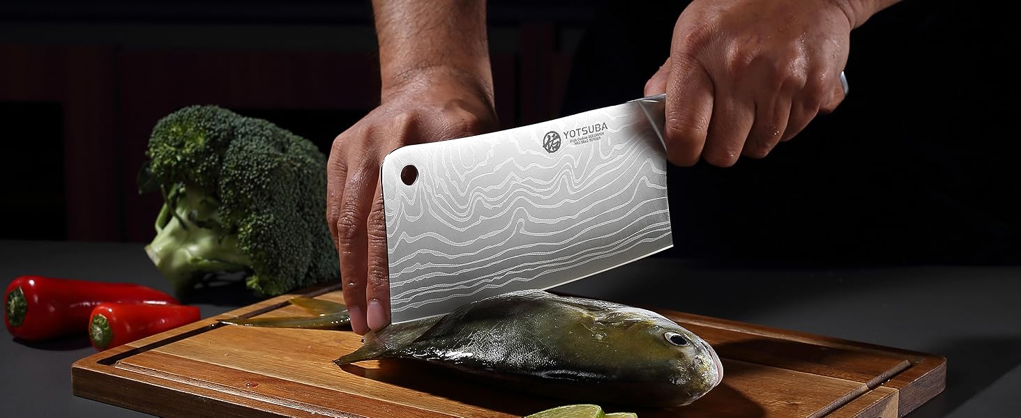 Кухонний ніж YOTSUBA Hackmesser 18 см: професійний кухонний тесак для м'яса та овочів з ергономічною ручкою Pakkawood