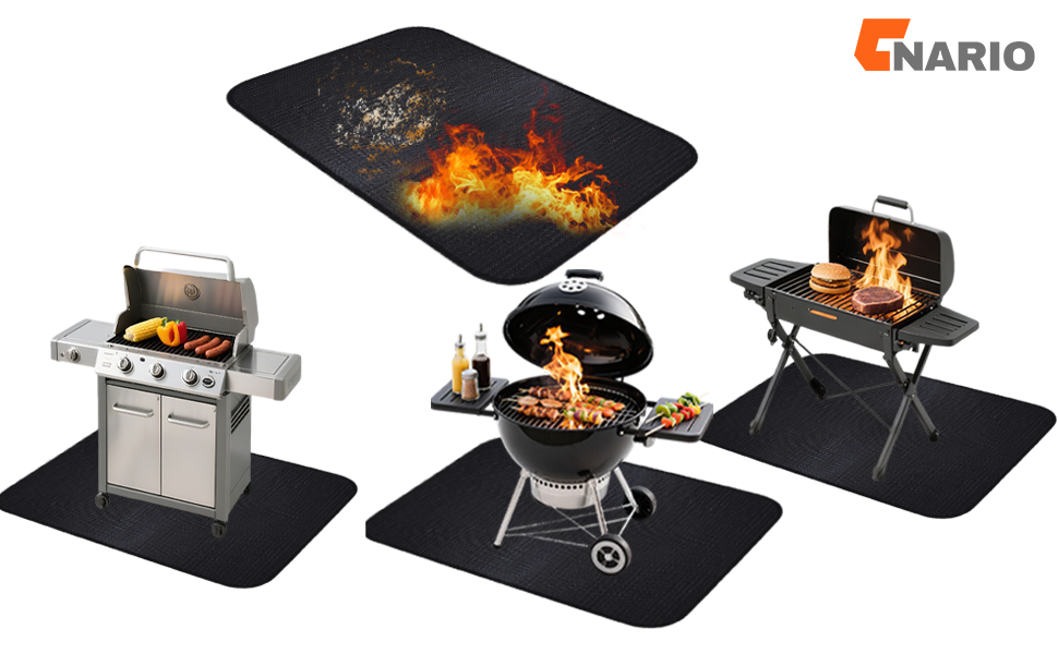 Вогнетривка підкладка для гриля та каміна 100x154 см, термостійкий килимок для захисту тераси та газону від іскор та жиру (до 980°C)