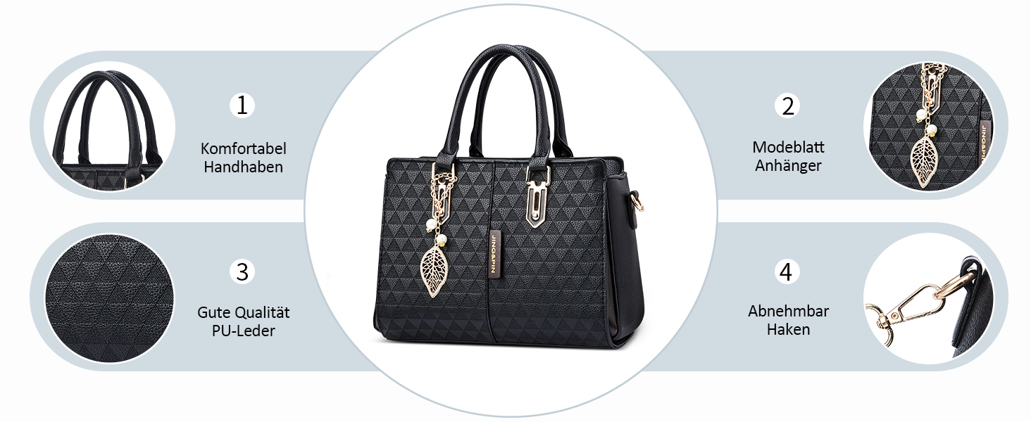 Стильна жіноча сумка-шопер Elegante з ручками та захистом від крадіжки, синя, PU шкіра, середнього розміру - для подорожей, роботи, вечірок