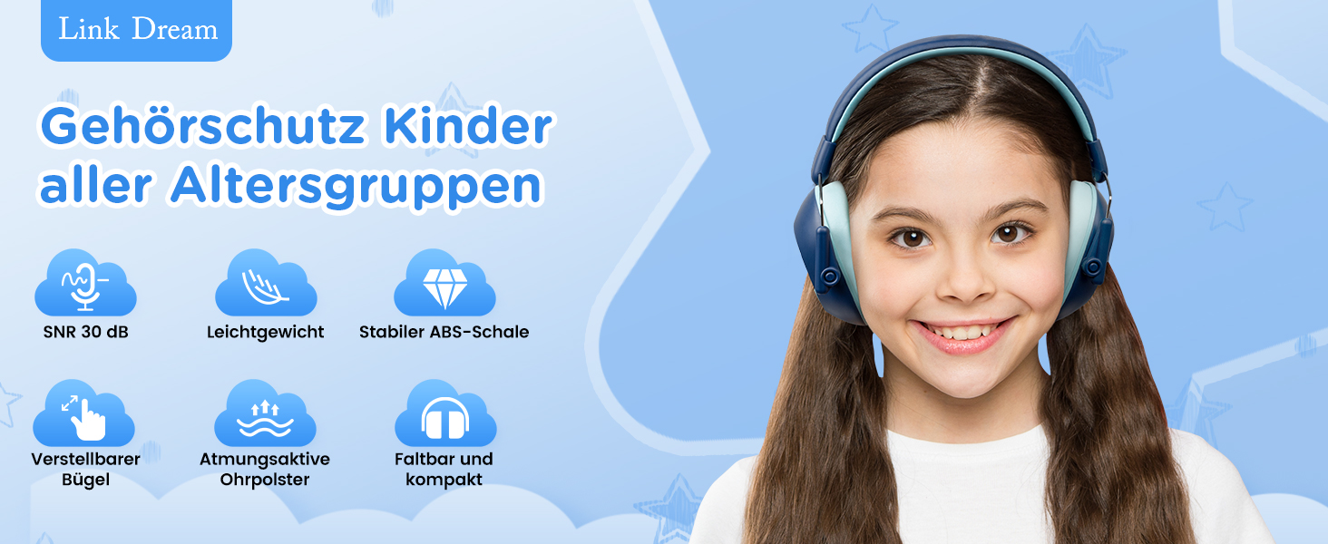 Навушники шумопоглинаючі для дітей Link Dream, SNR 30dB, 3-16 років, блакитні