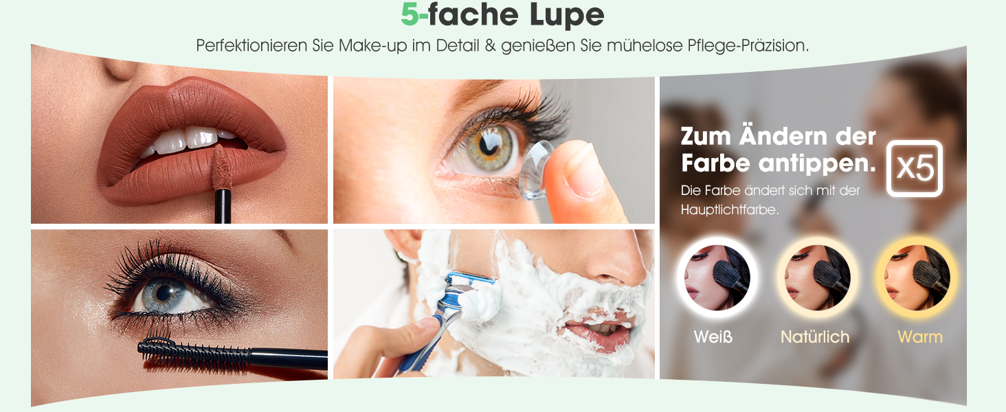 Дзеркало для ванної кімнати S'bagno з підсвічуванням 100x70 см, LED, з пам'яттю, антизапар, 3 колірні температури, регулювання яскравості, HD скло, IP44, горизонтальне/вертикальне (з 5-кратною лупою та Bluetooth)