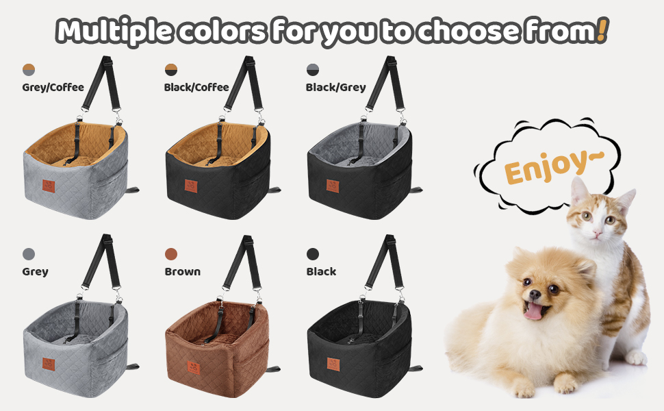 Автокрісло для собак HEGGOOE: комфортне та безпечне автоліжко для маленьких та середніх собак, з пам'яті ефекту, знімний дизайн, з кишенями та страхувальними ременями (чорний/кава)