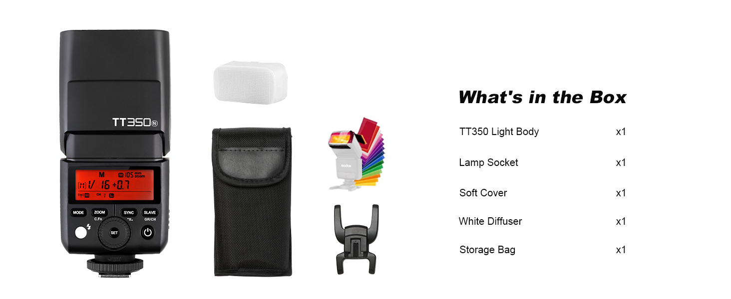 Godox TT350N спалах для Nikon з радіосинхронізацією 2.4G, TTL, HSS, 2500mAh, швидка перезарядка