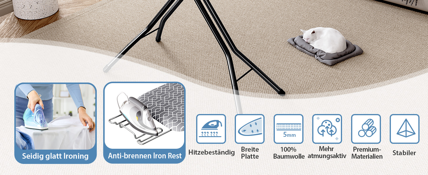 Відкидна гладильна дошка KINGRACK з регулюванням висоти, стабільний стійкий стіл для прасування з металевим каркасом, 33 x 110 см (Сірий)