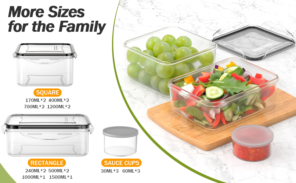 Набір контейнерів для зберігання продуктів 40 шт. з кришками, витіканнями, BPA-free, для кухні