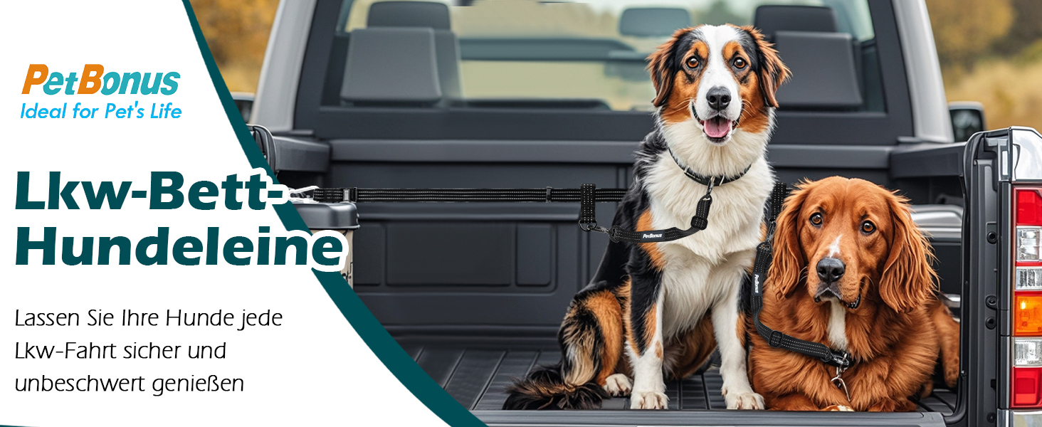 Pickup Truck Dog Safety Harness with Seat Belt - Adjustable Dog Restraint for 1 Dog - SUV, Truck Compatible