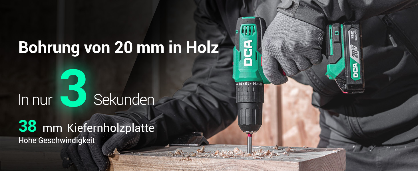 Акумуляторний ударний дриль-шуруповерт DCA 20V, 40 Нм, 13 мм, 22500 уд./хв, 18+1+1, комплект з 14 біт для бетону, металу, дерева