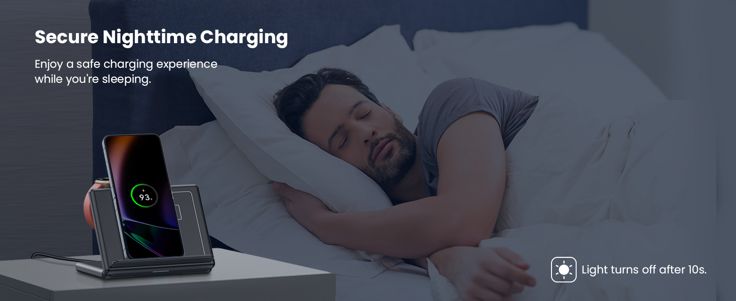 Індукційна зарядка GEEKERA 3-в-1 для Samsung, Fitbit, Galaxy Buds - чорний