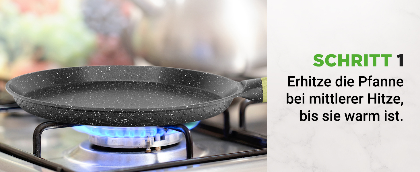 Пательня для млинців Nutrichef 28 см з антипригарним мармуровим покриттям, індукційна, з дерев'яною лопаткою