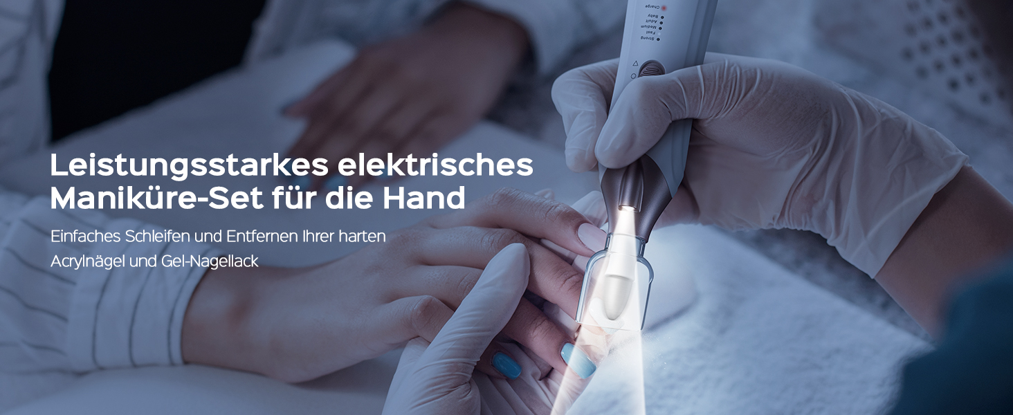 COSLUS C43 Професійний електричний набір для манікюру та педикюру: для догляду за нігтями рук та ніг, видалення кутикули, 5 швидкостей, білий