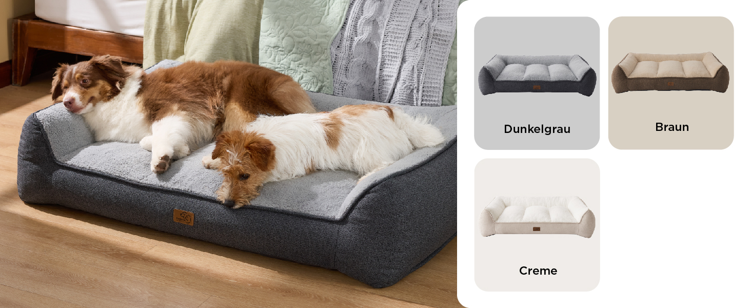 BEDSURE Лежанка для собак великих порід - 106x76 см, товста, з водонепроникною наволочкою, антиковзаюча, з м'якого плюшу Sherpa, темно-сіра