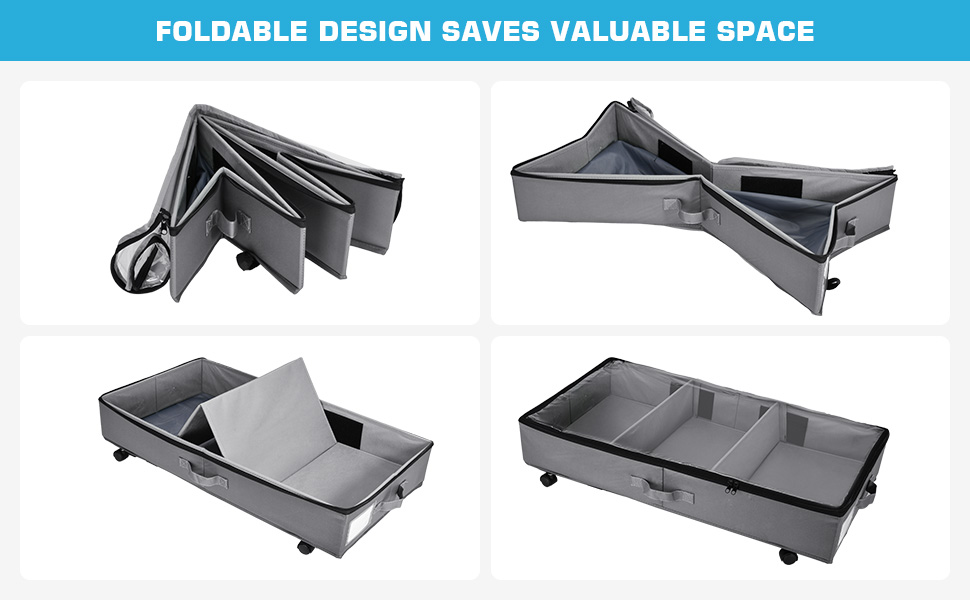 Органайзер для підлоги Xtsuen 2 шт. з роликами, велика місткість, для одягу, взуття та ковдр