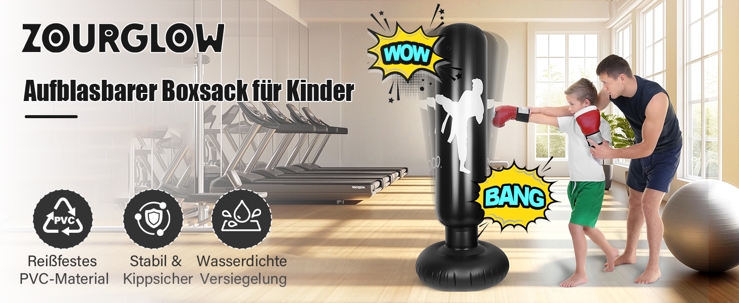 Надувний боксерський мішок для дітей 160см з насосом, 3-12 років, для MMA, карате, таеквондо