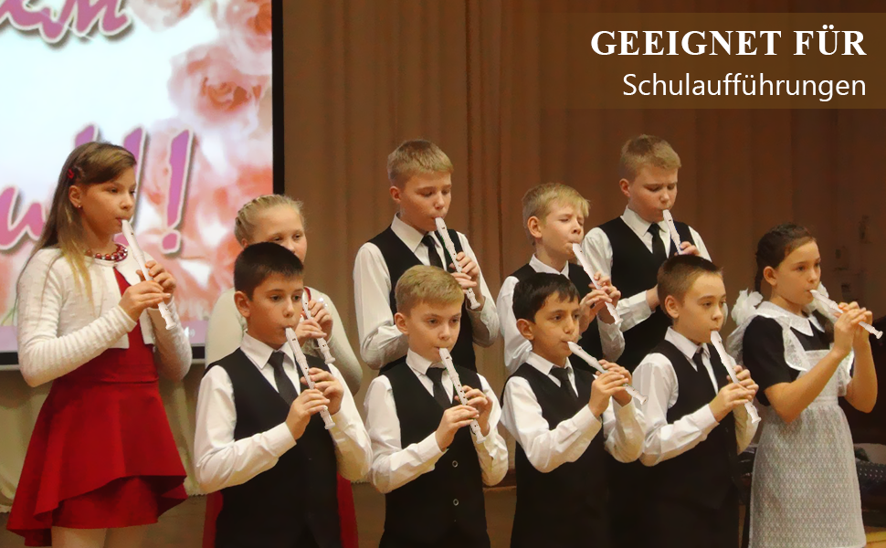 Флейта для початківців, 8-лохова блок-флейта, німецька система гри, біла. У комплекті: пензлик для чищення та інструкція