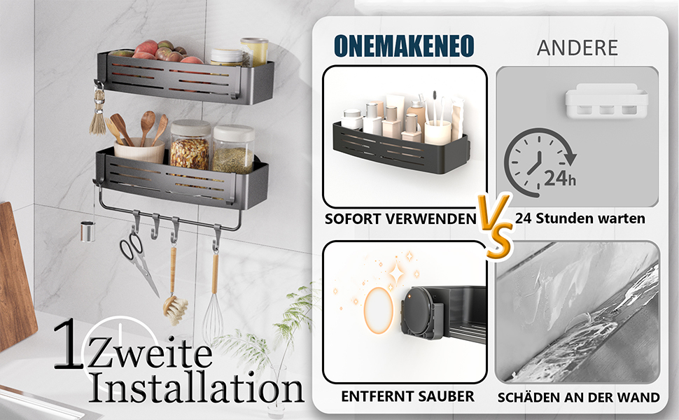 Двомісний кутовий поличний органайзер для душу без свердління, чорний, з кріпленням на присосках, з гачками для рушників та аксесуарів, для шампуню та гелю для душу