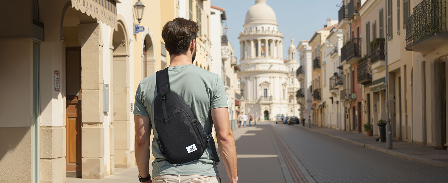 Сумка-слінг SKYSPER через плече унісекс, протикрадіжна нагрудна сумка Crossbody чорного кольору, розмір M