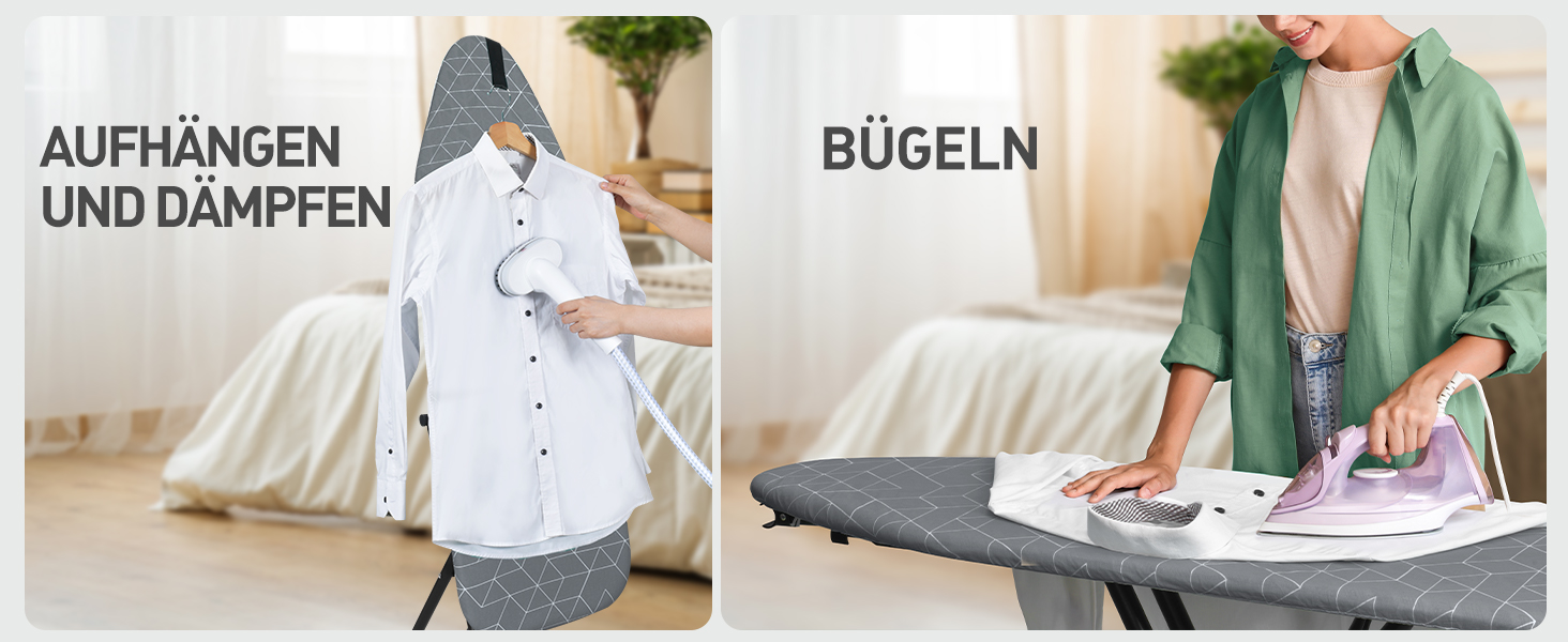 Прасувальна дошка LyriFine 2-в-1 для прасування з парою та звичайного прасування, сіра