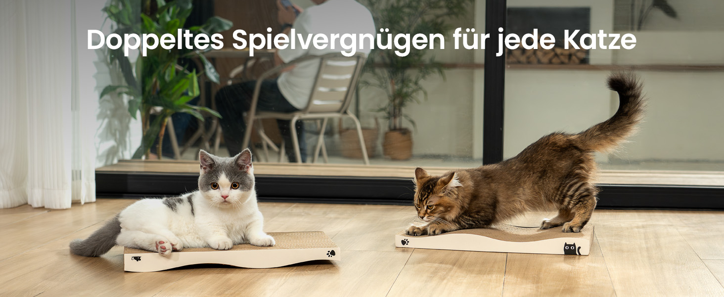 Кігтеточка для котів з коробкою та 4 змінними шарами з картону - велика кігтеточка з міцного гофрокартону, двосторонні шари для дряпання з наклейками DIY - місце для відпочинку котів у квартирі, захист меблів. Велика коробка для котів + 4 кігтеточки + наклейки