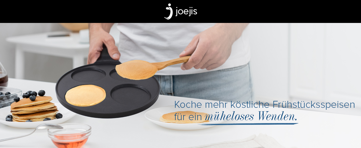Млинцева сковорода Joeji's Kitchen з 7 отворами, 26,5 см, антипригарна, алюмінієва, для індукції, універсальна, для млинців та яєць