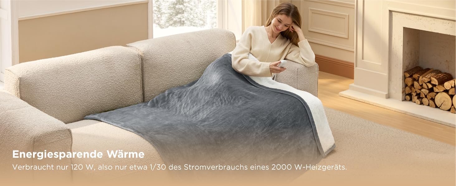 Електрична ковдра BEDSURE з автоматичним вимкненням, 130x180 см, сіра - тепла подарунок для мами на Різдво