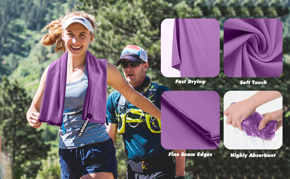 Набір рушників з мікрофібри PUWOWYE (2 шт.): великий (160x80 см) + маленький (80x40 см), швидковисихаючі, для спорту, відпочинку, подорожей