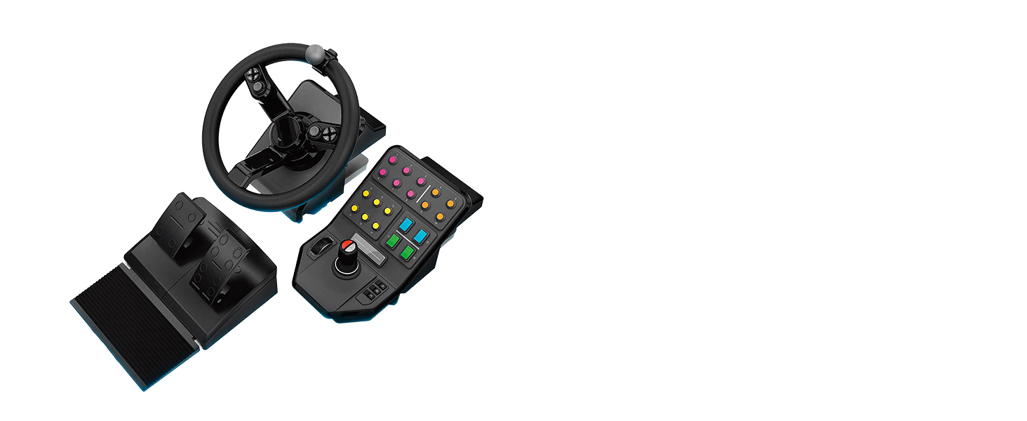 Контролер Saitek Farm Sim від Logitech G для Farming Simulator: кермо, панель керування, педалі газу та гальма, 900° оберт, 38+ кнопок, USB, PC/Mac - Чорний